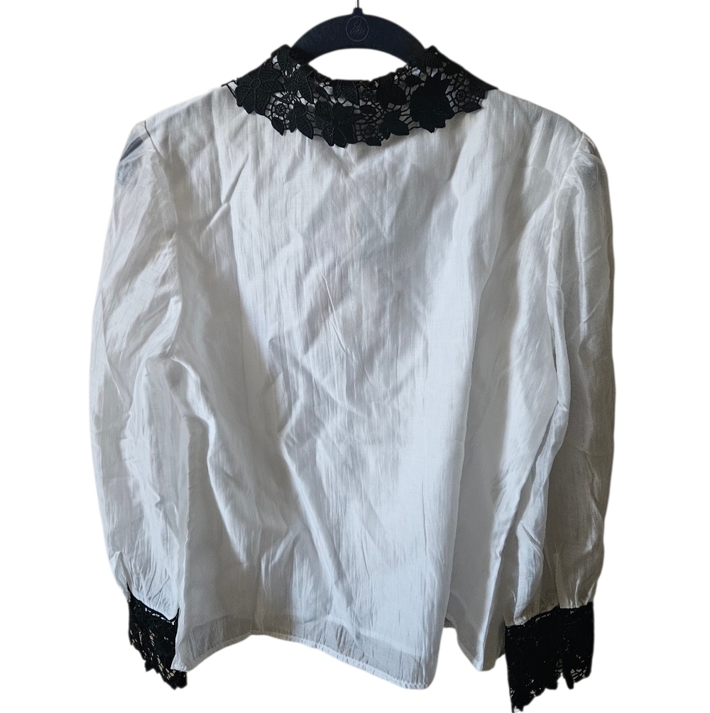 By Design Jaycee Lace Collar Button-Up Blouse Women L** - Picture 5 of 8
